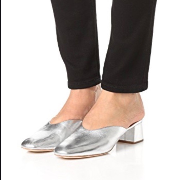 silver metallic mules